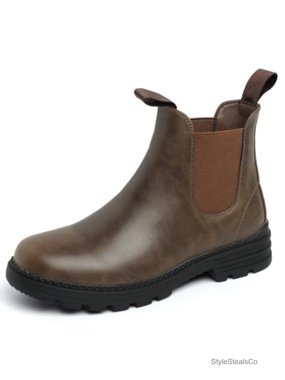 Faux Leather Chelsea Ankle Hiking Boots Slip-On